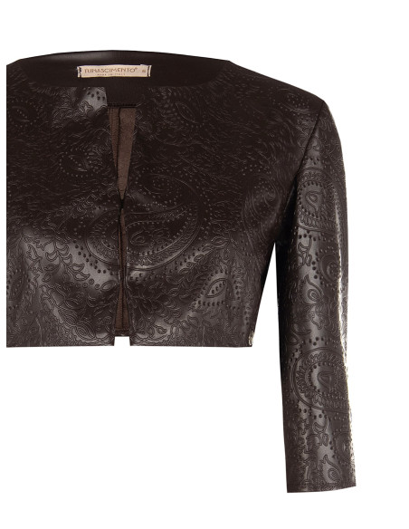 Rinascimento Paisley-Patterned Embossed Faux Leather Bolero Shawl