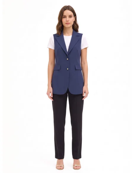 Gilet Lungo E Sfiancato In Tessuto Tecnico Rinascimento