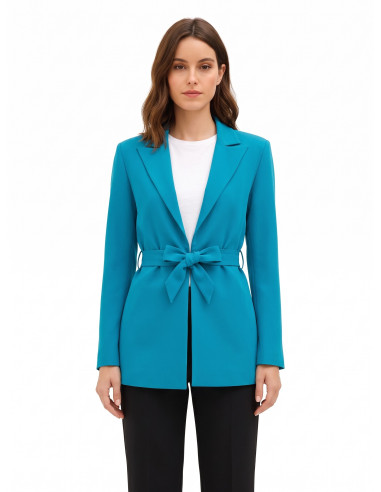 Veste blazer ouverte en tissu Cadi avec ceinture assortie « Rinascimento »