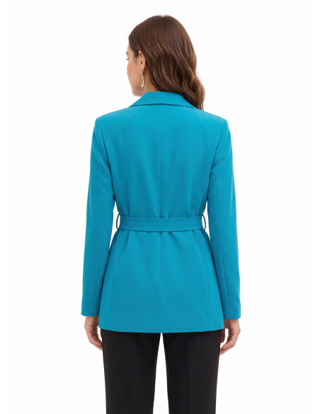 Open-fronted Cadi fabric blazer with matching belt by Rinascimento