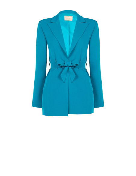 Veste blazer ouverte en tissu Cadi avec ceinture assortie « Rinascimento »