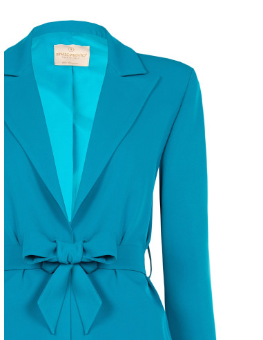 Veste blazer ouverte en tissu Cadi avec ceinture assortie « Rinascimento »