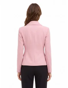 Short, Fitted Blazer Jacket in Technical Fabric with Rinascimento Logo Buttons 2