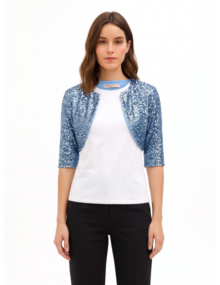 Boléro ouvert, recouvert de paillettes, style Rinascimento