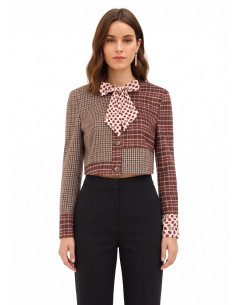 Short Patchwork Jacket with Bow and Straps by Rinascimento