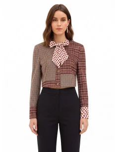Veste courte en patchwork avec nœud et bretelles « Rinascimento »