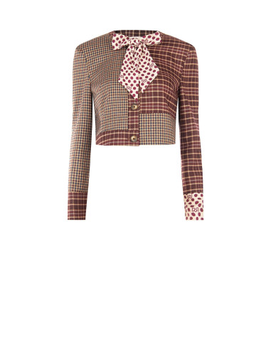Short Patchwork Jacket with Bow and Straps by Rinascimento