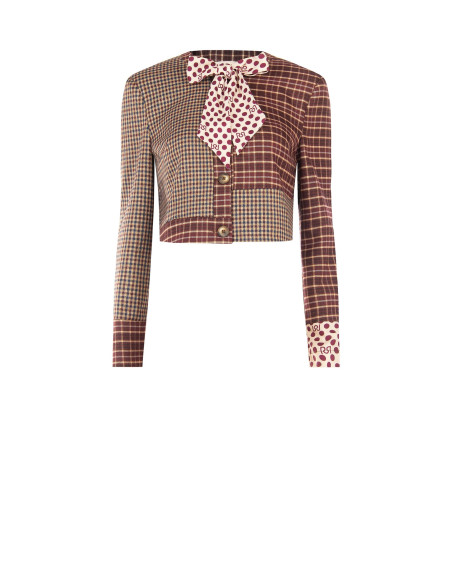 Veste courte en patchwork avec nœud et bretelles « Rinascimento »