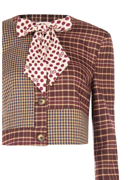 Short Patchwork Jacket with Bow and Straps by Rinascimento