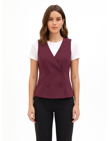 Fitted Cadi Fabric Waistcoat with Matching Buttons by Rinascimento