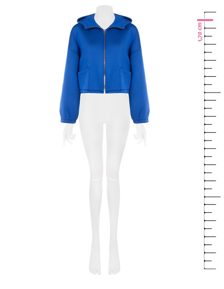 Short, Oversized Neoprene Jacket with Hood and Pockets by Rinascimento