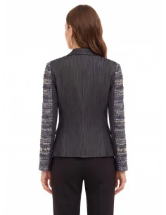 Veste blazer cintrée en tweed avec lurex et dos en denim « Rinascimento » 2