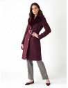 Manteau long cintré en velours avec col en fausse fourrure amovible et ceinture en simili-cuir « Rinascimento »