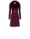 Manteau long cintré en velours avec col en fausse fourrure amovible et ceinture en simili-cuir « Rinascimento »