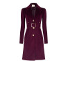 Manteau long cintré en velours avec col en fausse fourrure amovible et ceinture en simili-cuir « Rinascimento »