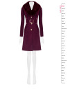 Manteau long cintré en velours avec col en fausse fourrure amovible et ceinture en simili-cuir « Rinascimento »