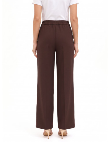 Cadi Fabric Palazzo Trousers with Elasticated Waist at the Back – Rinascimento