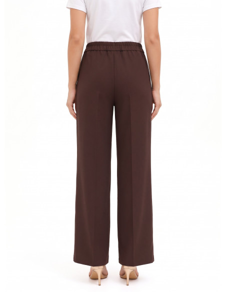 Cadi Fabric Palazzo Trousers with Elasticated Waist at the Back – Rinascimento