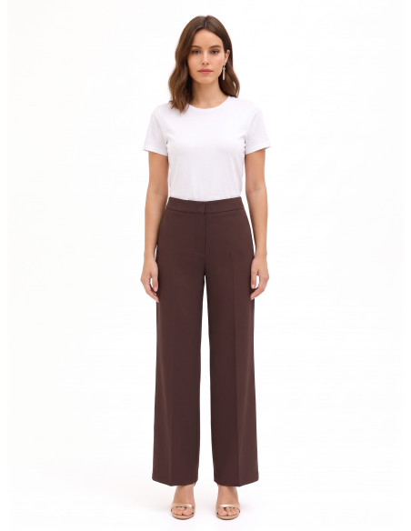 Pantalon palazzo en tissu Cadi avec élastique à l'arrière « Rinascimento »