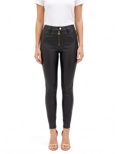 Faux Leather Skinny Trousers with RR Rinascimento Logo Zip