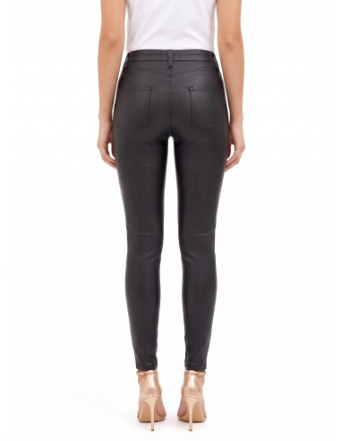 Faux Leather Skinny Trousers with RR Rinascimento Logo Zip