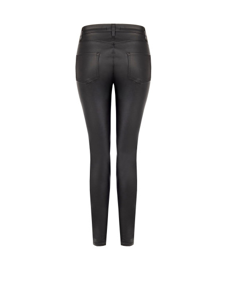 Pantalon skinny en simili-cuir avec fermeture éclair et logo RR Rinascimento