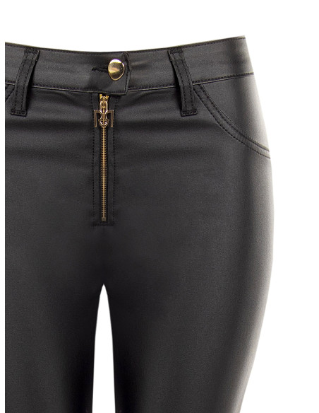 Pantalon skinny en simili-cuir avec fermeture éclair et logo RR Rinascimento