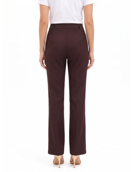 Straight-leg trousers in a cotton blend with a concealed button – Rinascimento