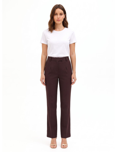 Straight-leg trousers in a cotton blend with a concealed button – Rinascimento