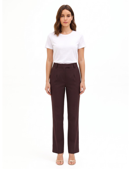 Straight-leg trousers in a cotton blend with a concealed button – Rinascimento