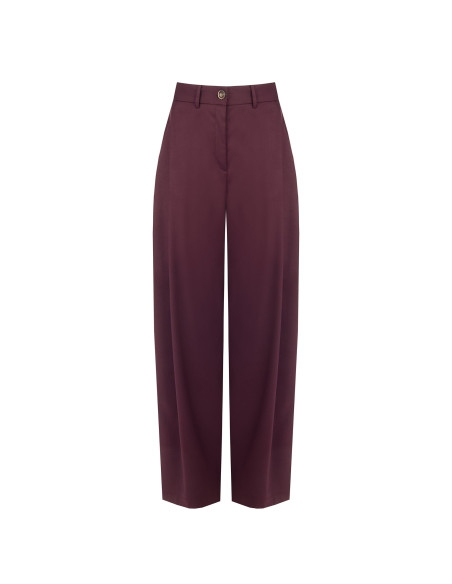 Pantalon palazzo en mélange de viscose avec pli « Rinascimento »