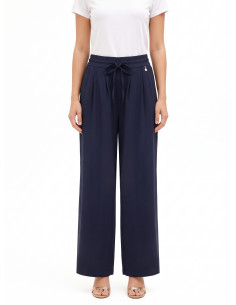 Pantalon palazzo en mélange de viscose avec cordon de serrage à la taille « Rinascimento »