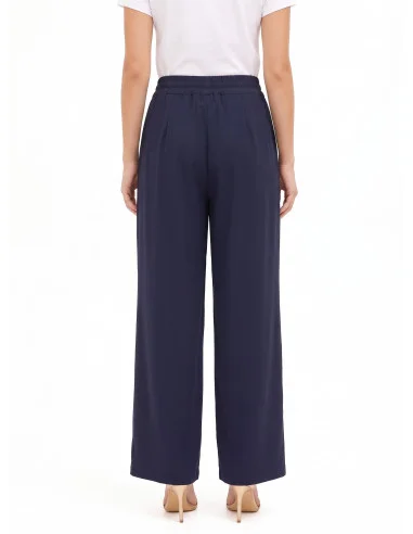 Rinascimento Palazzo Trousers in a Viscose Blend with a Drawstring Waist