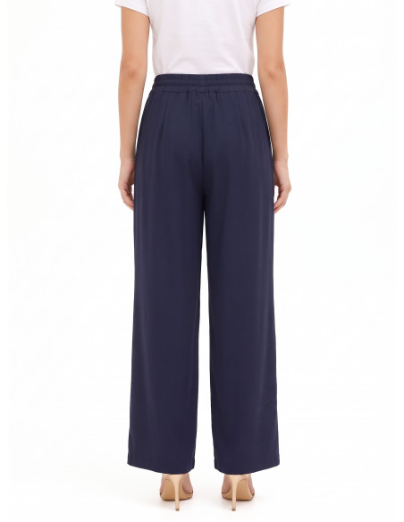 Pantalon palazzo en mélange de viscose avec cordon de serrage à la taille « Rinascimento »