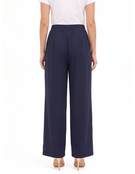 Rinascimento Palazzo Trousers in a Viscose Blend with a Drawstring Waist