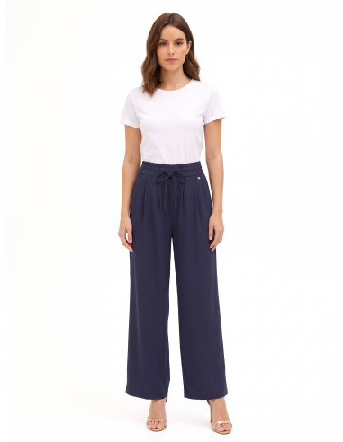 Pantaloni Palazzo In Misto Viscosa Con Coulisse In Vita Rinascimento