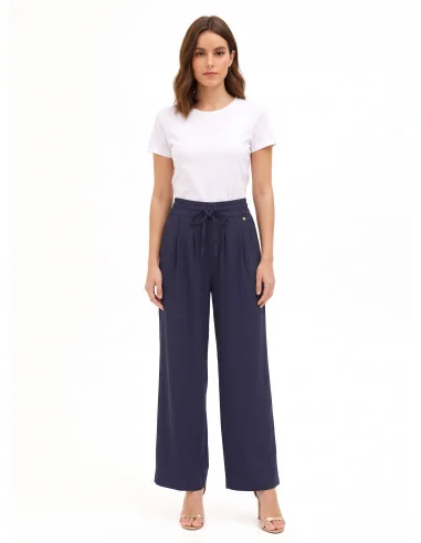 Rinascimento Palazzo Trousers in a Viscose Blend with a Drawstring Waist