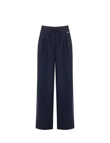 Rinascimento Palazzo Trousers in a Viscose Blend with a Drawstring Waist