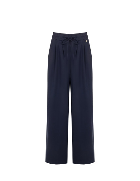 Pantalon palazzo en mélange de viscose avec cordon de serrage à la taille « Rinascimento »