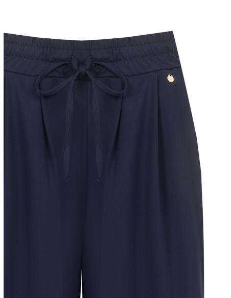 Pantalon palazzo en mélange de viscose avec cordon de serrage à la taille « Rinascimento »