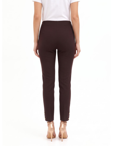 Pantalon cigarette en tissu technique avec boutons aux chevilles – Rinascimento