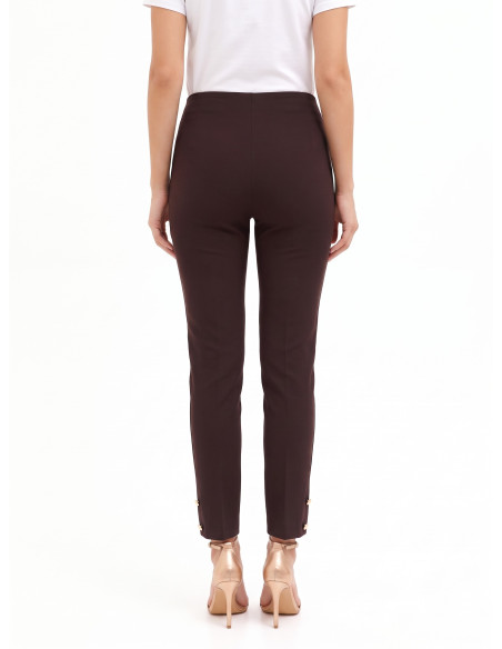 Pantalon cigarette en tissu technique avec boutons aux chevilles – Rinascimento