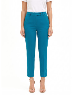 Pantalon cigarette court en polyviscose avec élastique à l'arrière – Rinascimento