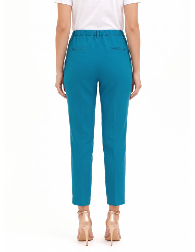 Cropped Cigarette Trousers in Polyviscose with Elasticated Back – Rinascimento