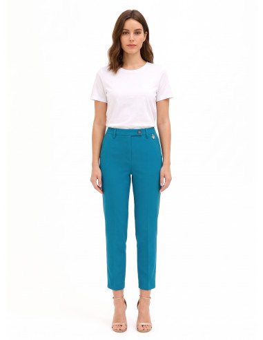 Pantaloni A Sigaretta Cropped In Poliviscosa Con Elastico Dietro Rinascimento
