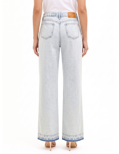 Wide-leg jeans with double darts and frayed hem, ‘Rinascimento’ extra-light wash 2