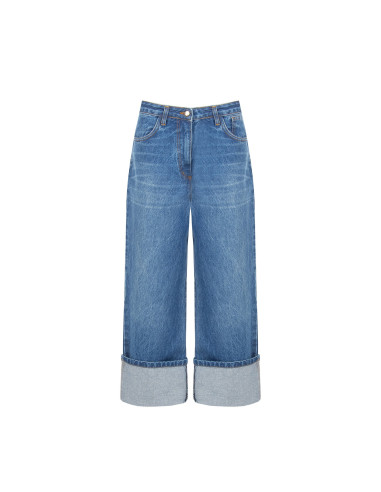 Straight-leg cropped jeans with a wide turn-up – Rinascimento
