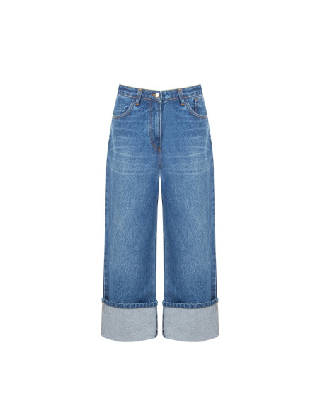 Straight-leg cropped jeans with a wide turn-up – Rinascimento