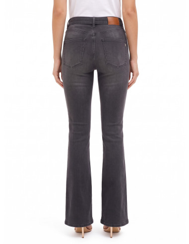 Stretch flare jeans with a matching belt and RR Rinascimento logo buckle