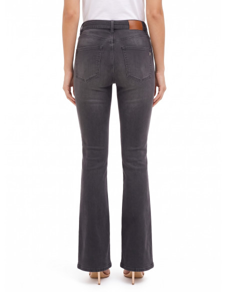 Jean évasé élastiqué avec ceinture assortie et boucle arborant le logo RR Rinascimento